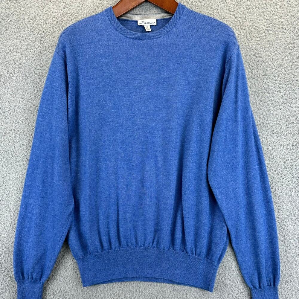 Peter Millar Sweater XL Blue Golf Silk Merino Wool Blend Classic Fit Crown Soft